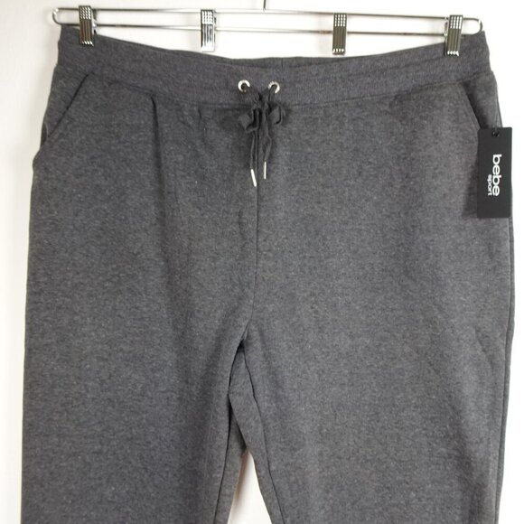 Bebe Fleece Sweatpants Women's Plus Size 3X Gray Rhinestone Logo Joggers - Picture 2 of 9